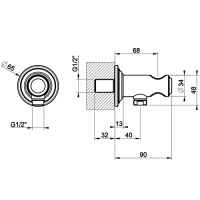 GESSI VENTI20 подвод воды с держателем ручного душа, цвет Gold PVD - Gidratop.ru изображение