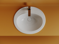 Раковина встраиваемая сверху CERAMICANOVA Sun с отверстием слива - перелива овальной формы 565x495x200 мм  цвет белый  арт. CN6079 - Gidratop.ru изображение