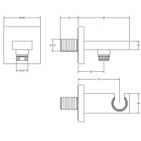 Gessi Rettangolo вывод воды с держателем для душевой лейки, цвет: хром - Gidratop.ru изображение
