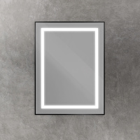 Зеркало в алюминиевой раме со встроенным светильником и сенсорным выключателем по периметру рамы, SPC-KRAFT-600-800-SENS-NERO, 600x800x32 мм - Gidratop.ru изображение