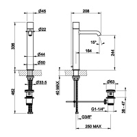 GESSI HABITO DIAMANTATO смеситель для раковины высокий, с донным клапаном, цвет Black Metal Br. PVD - Gidratop.ru изображение