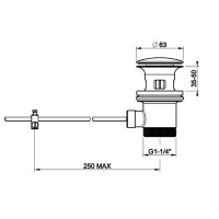 Gessi Emporio Technical accessories донный клапан для раковины на 1 1/4 c донным клапаном и переливом, цвет: Black XL - Gidratop.ru изображение