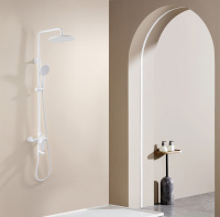 Душевая стойка ABBER Weiss Insel AF8016FWL с изливом, белый матовый - Gidratop.ru изображение