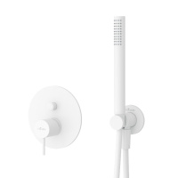 LEAF-DSIP-30-L-BIO Душевая система с дивиатором для верхнего и ручного душа, верхний душ из стены 30 см, исполнение Белый матовый - Gidratop.ru изображение