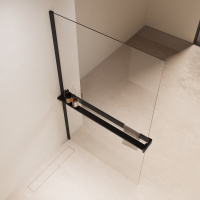 Душевая перегородка Walk-In VSW-1HR900CLB, 900*2000, черный, стекло прозрачное - Gidratop.ru изображение