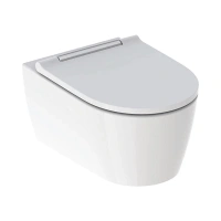 Подвесной безободковый унитаз Geberit One, с технологией смыва TurboFlush, крышка микролифт с глянцевой хромированной вставкой, 500.202.01.1 - Gidratop.ru изображение