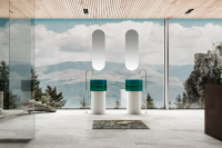 Раковина отдельностоящая прозрачная ABBER Kristall AT2701White-Aquamarin-H белый/бирюзовый - Gidratop.ru изображение