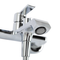 AURORA Смеситель для ванны и душа в комплекте с ручным душем, шлангом и держателем, хром AURORA-VASM-CRM - Gidratop.ru изображение