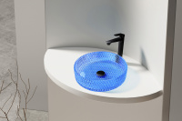 Раковина накладная стеклянная ABBER Glas AK2301DB синяя - Gidratop.ru изображение