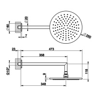 Gessi Anello/Ingranaggio верхний душ для настенного крепления, поворотная с шарниром, D250 мм, цвет Black XL - Gidratop.ru изображение