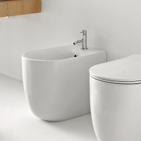 Биде напольное с 1 отв. под смеситель 55х35 см, с креплениями WB5N, цвет: белый - Gidratop.ru изображение