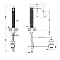 GESSI 316 смеситель для раковины на 1 отверстие, высокий h=305мм, с донным клапаном, излив 156мм, цвет: steel brushed - Gidratop.ru изображение