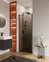 Душевая дверь в нишу CEZARES SLIDER-B-1-80/90-BR-NERO - Gidratop.ru изображение