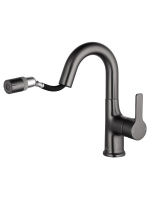 Смеситель для раковины с выдвижным изливом WONZON & WOGHAND, Темный графит (WW-FE01L212-BGG) - Gidratop.ru изображение