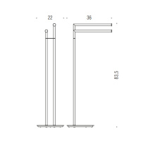 Colombo Mini Стойка напольная с двойным п/держателем, ерш H83,5*36cм D22cм, цвет: PVD золото матовое - Gidratop.ru изображение