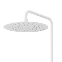 LEAF-CVDA-30-L-BIO Душевая стойка телескопическая, с изливом с верхним и ручным душем, верхний душ диаметр 230 мм АБС пластик, исполнение Белый матовый - Gidratop.ru изображение