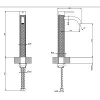 GESSI 316 смеситель высокий для раковины на 1 отверстие без донного клапана, h=305мм , излив 123мм, цвет: brushed black metal pvd - Gidratop.ru изображение