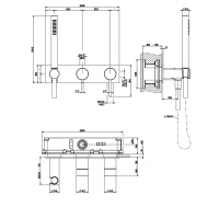 GESSI 316 встраиваемый смеситель для ванны, автомат переключатель ванна-душ, держатель неподвижный (внешняя часть), цвет: steel brushed - Gidratop.ru изображение