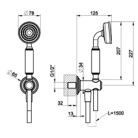 GESSI VENTI20 комплект для душа с ручным душем, шлангом 1500 мм., держателем с подводом воды, цвет Nickel PVD - Gidratop.ru изображение