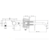 GESSI 316 встраиваемый смеситель для раковины с изливом 200-170мм (внешняя часть), цвет: steel brushed - Gidratop.ru изображение