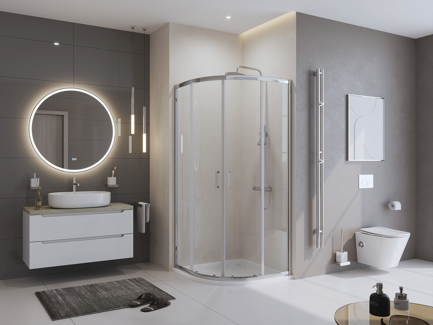Душевой поддон из искусственного мрамора в комплекте с сифоном BelBagno UNO TRAY-MR-UNO-R-80-550-35-W-BO