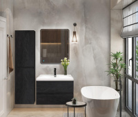 MOLVENO Шкаф подвесной с двумя распашными дверцами с доводчиками, с двумя полками, Nero, 400x300x1600, MOLVENO-1600-2A-SC-NR - Gidratop.ru изображение