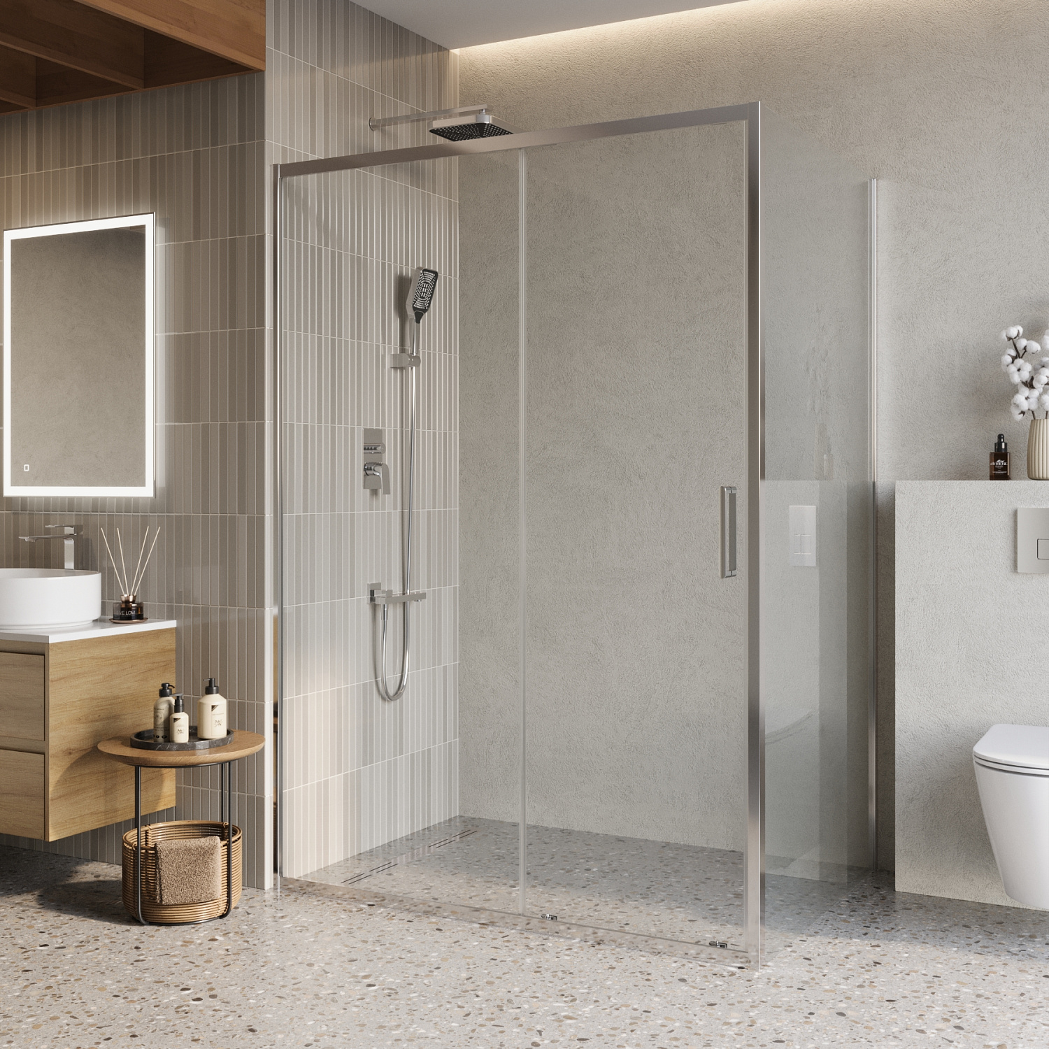 Душевой уголок BelBagno LUCE-AH-1-140/100-C-Cr