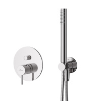 LEAF-DSIP-30-L-01 Душевая система со встраиваемым смесителем, верхним душем 30 см с кронштейном и ручным душем со штуцером, держателем и шлангом, исполнение хром - Gidratop.ru изображение