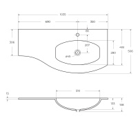 Стеклянная раковина правосторонняя 82408 Extra Bianco, 104x53 - Gidratop.ru изображение