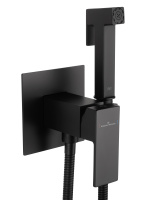 Смеситель с гигиеническим душем встраиваемый WONZON & WOGHAND CUBE, Черный матовый (WW-88829016-MB) - Gidratop.ru изображение