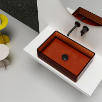 Раковина накладная прозрачная ABBER Kristall AT2803Opal коричневая - Gidratop.ru изображение