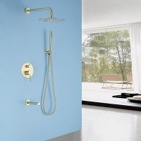 Душевая система ABBER Emotion AF8817G скрытого монтажа с изливом, золото матовое - Gidratop.ru изображение