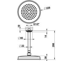 GESSI VENTI20 верхний душ Oslash;200 мм., с потолочным держателем 288 мм., цвет Nickel PVD - Gidratop.ru изображение