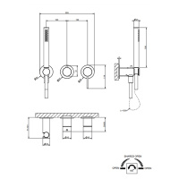 GESSI 316 смеситель встраиваемый на 2 источника. с подводом воды, ручной лейкой, цвет Steel Brushed (внешняя часть) - Gidratop.ru изображение