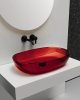 Раковина накладная прозрачная ABBER Kristall AT2805Rubin красная - Gidratop.ru изображение