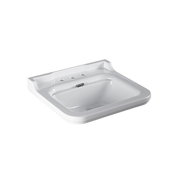 Раковина 60х55 см, 3 отв., керамическая, цвет: белый/хром