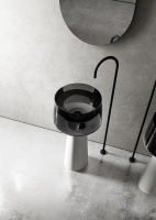 Раковина отдельностоящая прозрачная ABBER Kristall AT2706White-Onyx белый/черный - Gidratop.ru изображение