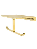 Двойной держатель для туалетной бумаги с полкой WONZON & WOGHAND ECLIPSE, Глянцевое золото (WW-9156-LG) - Gidratop.ru изображение