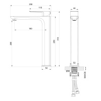 Смеситель для раковины высокий WONZON & WOGHAND EDGE, Темный графит (WW-88239003-BGM) - Gidratop.ru изображение