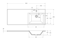 Раковина из литьевого мрамора, правосторонняя, 1200x480x156, BB1200/480-LV-MR-R - Gidratop.ru изображение