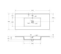 Керамическая раковина CZR-8002-100, 1010x460x140 - Gidratop.ru изображение