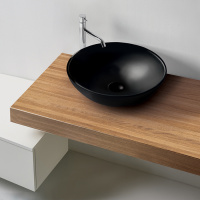 Раковина 46х15 см, без отв., накладная, без перелива, цвет: черный матовый - Gidratop.ru изображение