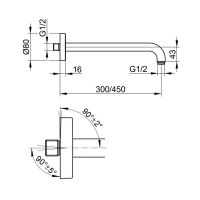 Держатель для верхнего душа Keuco Elegance 51688370400, 45 см, цвет черный матовый - Gidratop.ru изображение