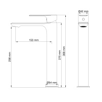 Смеситель для раковины высокий WONZON & WOGHAND BRILLIANT, Черный матовый (WW-88019079-MB) - Gidratop.ru изображение