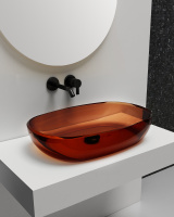 Раковина накладная прозрачная ABBER Kristall AT2805Opal коричневая - Gidratop.ru изображение