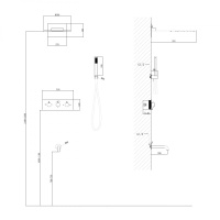 Душевая система ABBER Wasser Kreis AF8150B скрытого монтажа с изливом, термостат, черная матовая - Gidratop.ru изображение