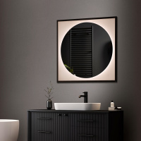 Зеркало ABBER See AG6117SCRB с подсветкой, бесконтактный выключатель, диммер, черный - Gidratop.ru изображение