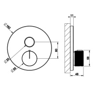 GESSI HI-FI COMFORT смеситель настенный встраиваемый, термостатический, с 1 запорной кнопкой, цвет Black Metal PVD - Gidratop.ru изображение