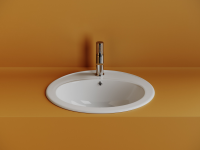 Раковина встраиваемая сверху CERAMICANOVA Sun с отверстием слива - перелива овальной формы 565x495x200 мм  цвет белый  арт. CN6079 - Gidratop.ru изображение