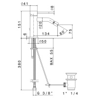 Newform X-STEEL 316 Смеситель для биде на 1 отверстие с донный клапаном, излив 134мм, цвет: INOX - Gidratop.ru изображение